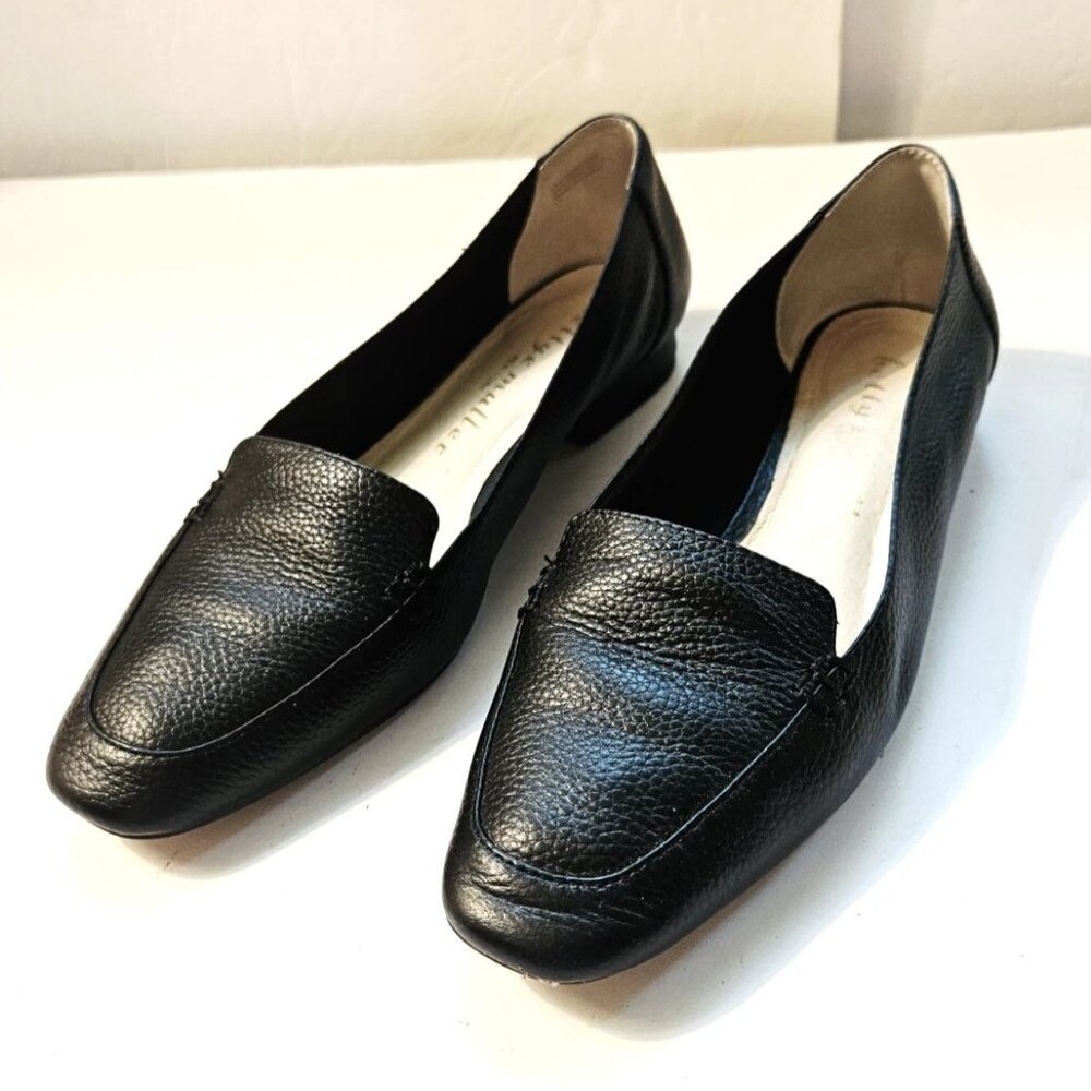 Bettye Muller Size 7 M Vali Black Loafers Pebbled Leather Slip-On Flats Women's